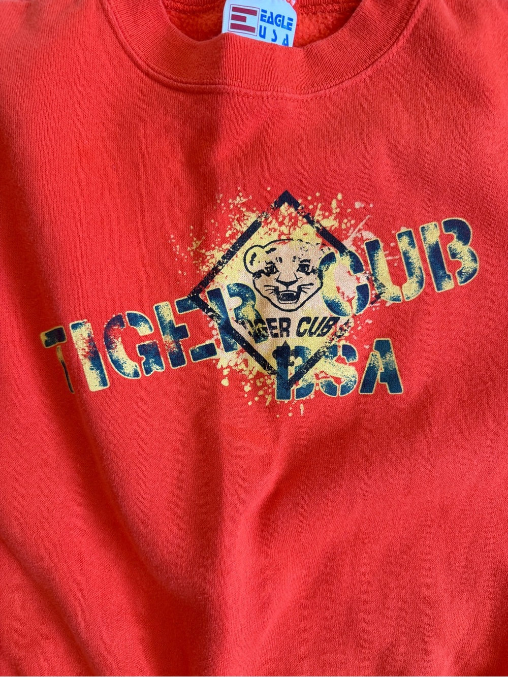 VTG USA Tiger Cub Scouts BSA Uniform Orange Crew Sweatshirt Youth M Scout Shirt